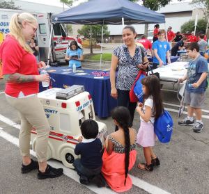 Kids met and interacted with Lifesave, the small robotic ambulance who was present at the safety fair.