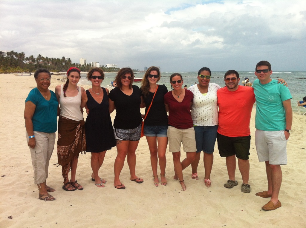 Mildred, Shelly, Marty, Katelon, Laurin, Meredith, Chantal, Nathan & Tyler, relaxing at the beach Photo special to the Outlook 