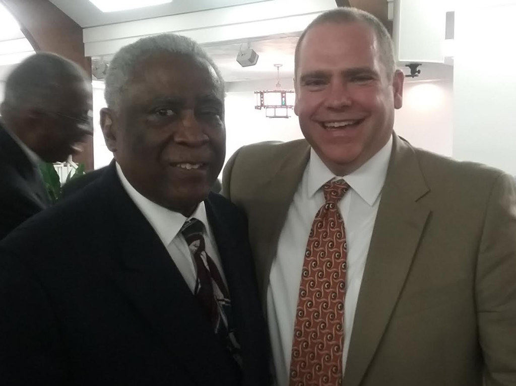 Jack Campbell, right, was on hand to support Pastor Ernest Ferrell at a recent Urban League fund-raiser. Photo by St. Clair Murraine 