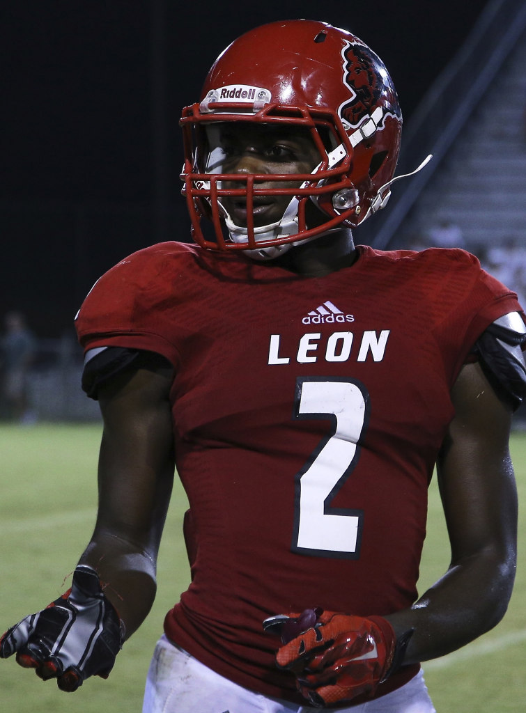 Leon defensive back James Peterson celebrates a stop on Mosley’s  offense. Photo by Tyriq Hill