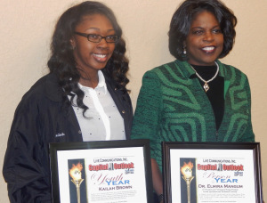 Photos (L-R) by Dominique King  FAMU President Elmira Mangum was named 2014 Person of the Year. While, student Kailah Brown was named Youth of the Year.