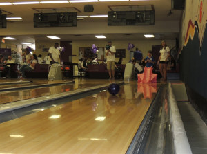 Kids were able to use the minature bowler ramp and strikes too!