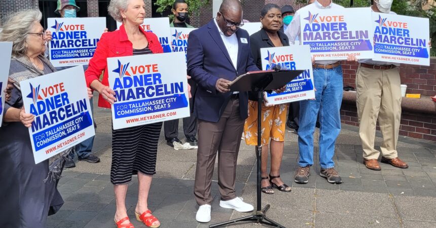 Marcelin brings out supporters to officially announce run for city commission